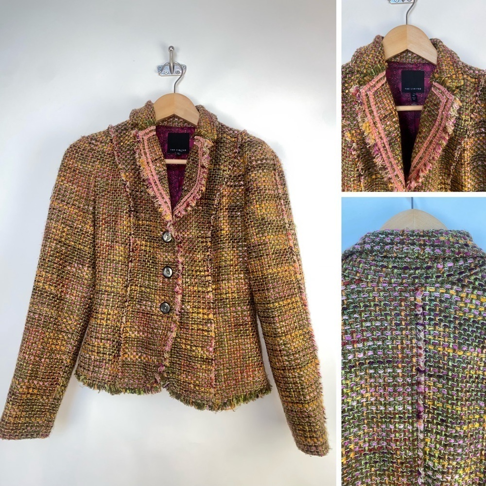 The Limited Tweed Wool Blend ‎ Multicolor Blazer 2004 vintage